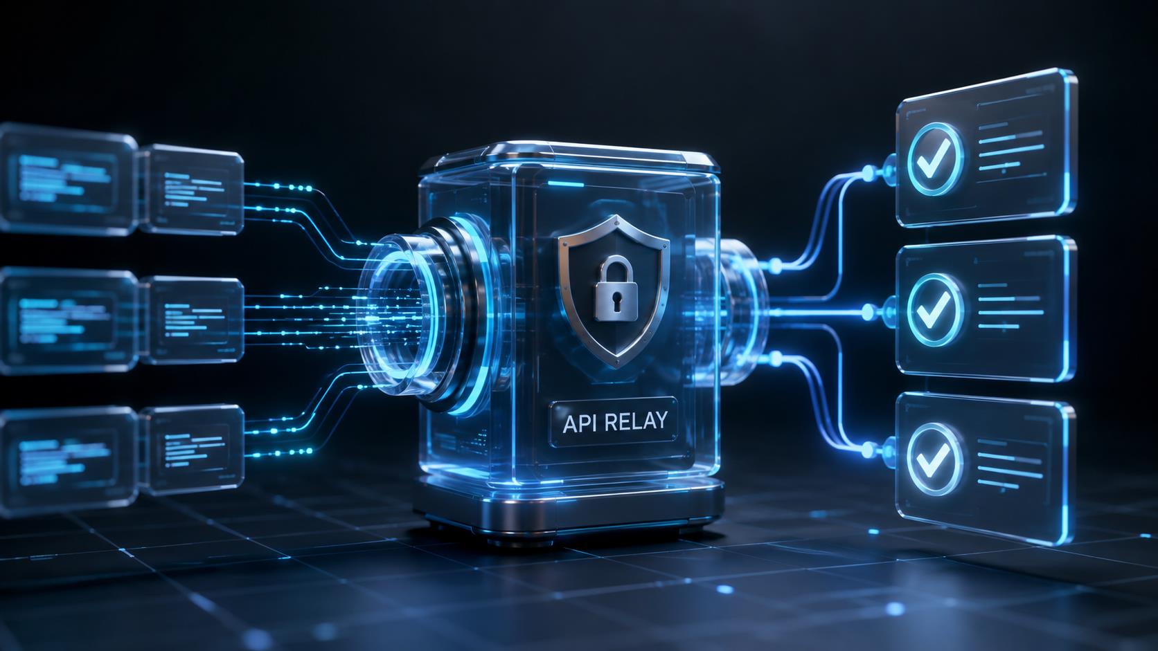 API中转站验收网关 3D 科技渲染